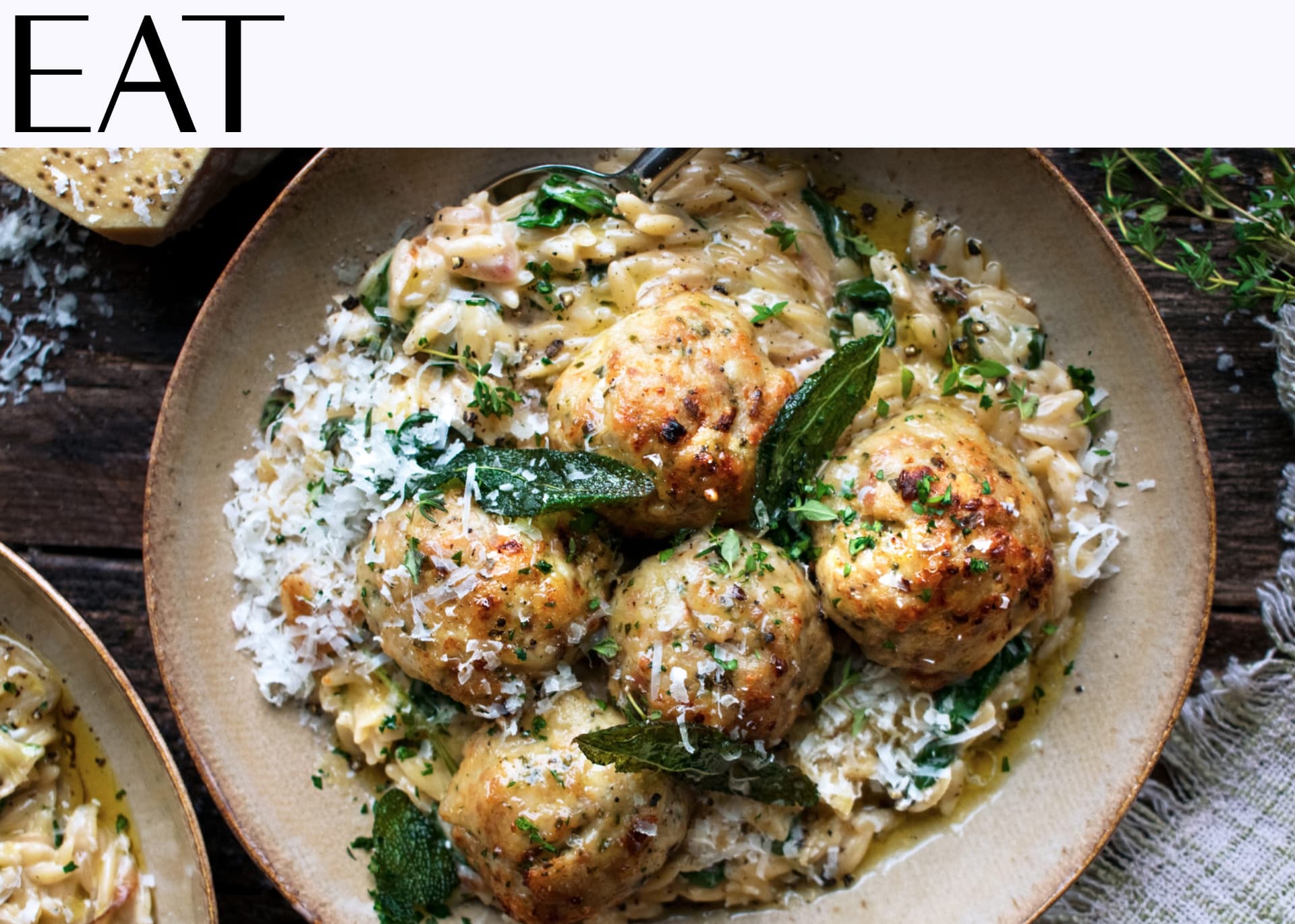 The Original Dish's Baked Sage Chicken Meatballs with Parmesan Orzo