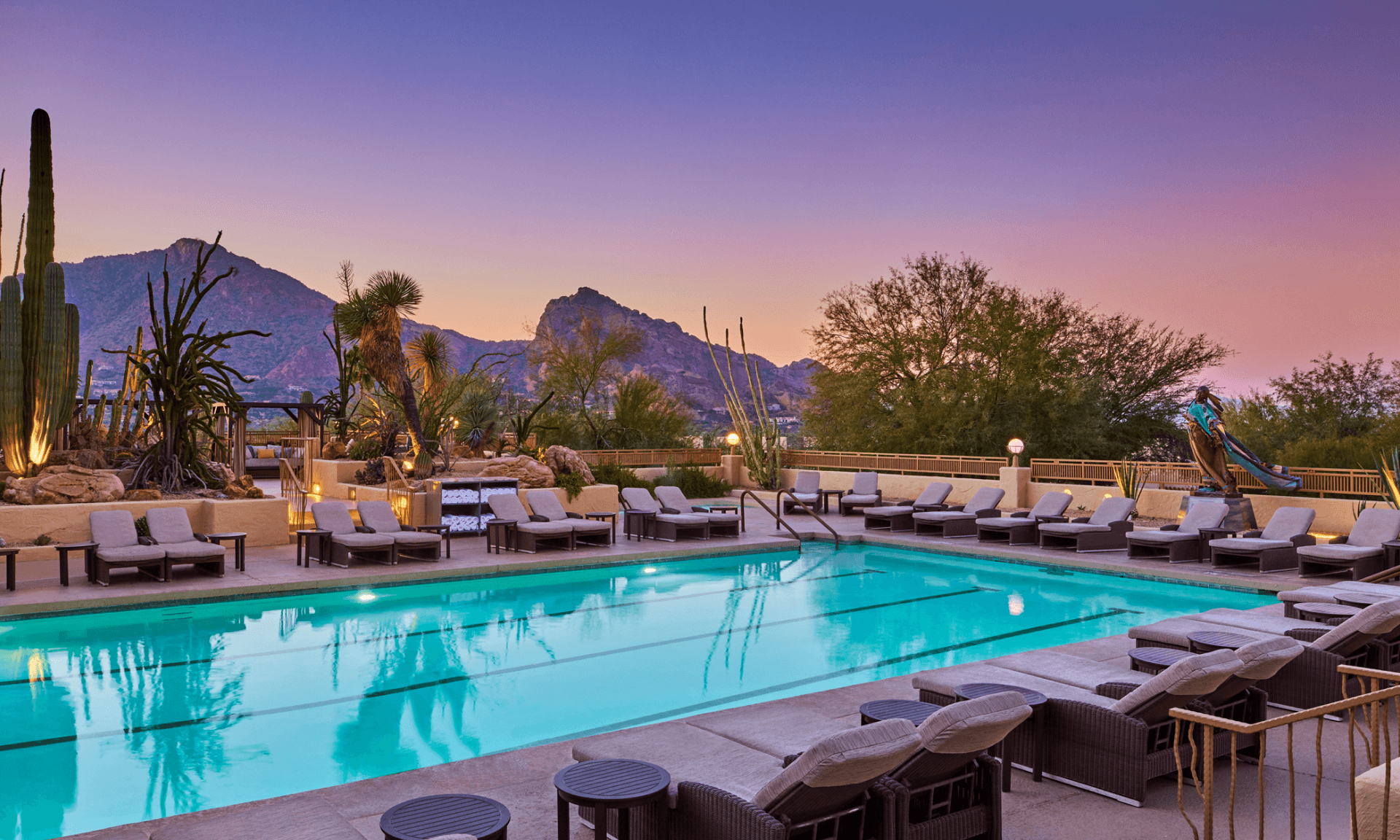 scottsdale arizona pool at sunset