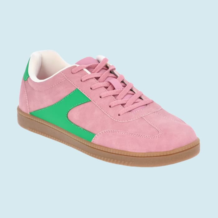 pink and green sneakers