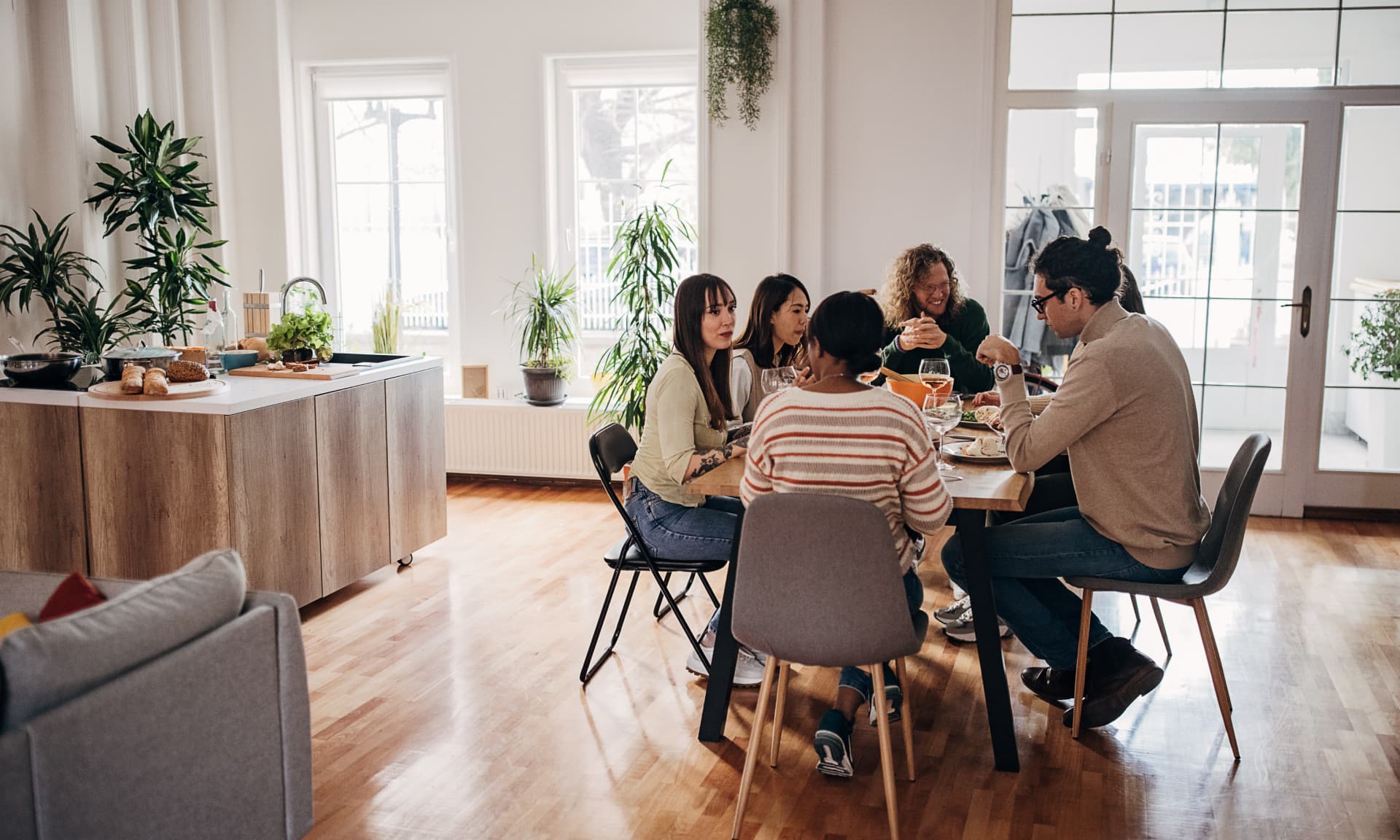 Friends at a dinner party